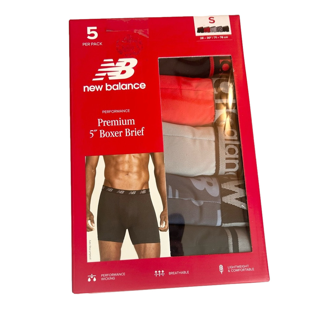 New Balance Set of 5 Premium Performance Boxer Briefs  Small